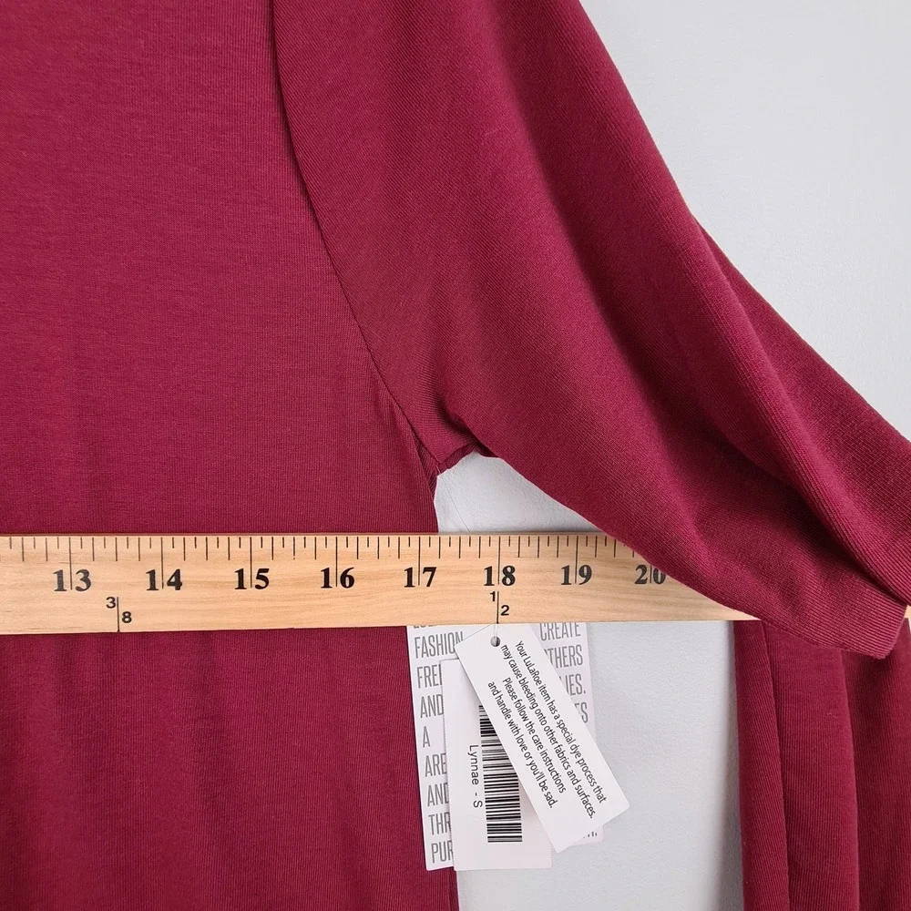 LuLaRoe Women's Lynnae Long Sleeve Top Size Small In Berry Tunic Comfort Round - Picture 5 of 7